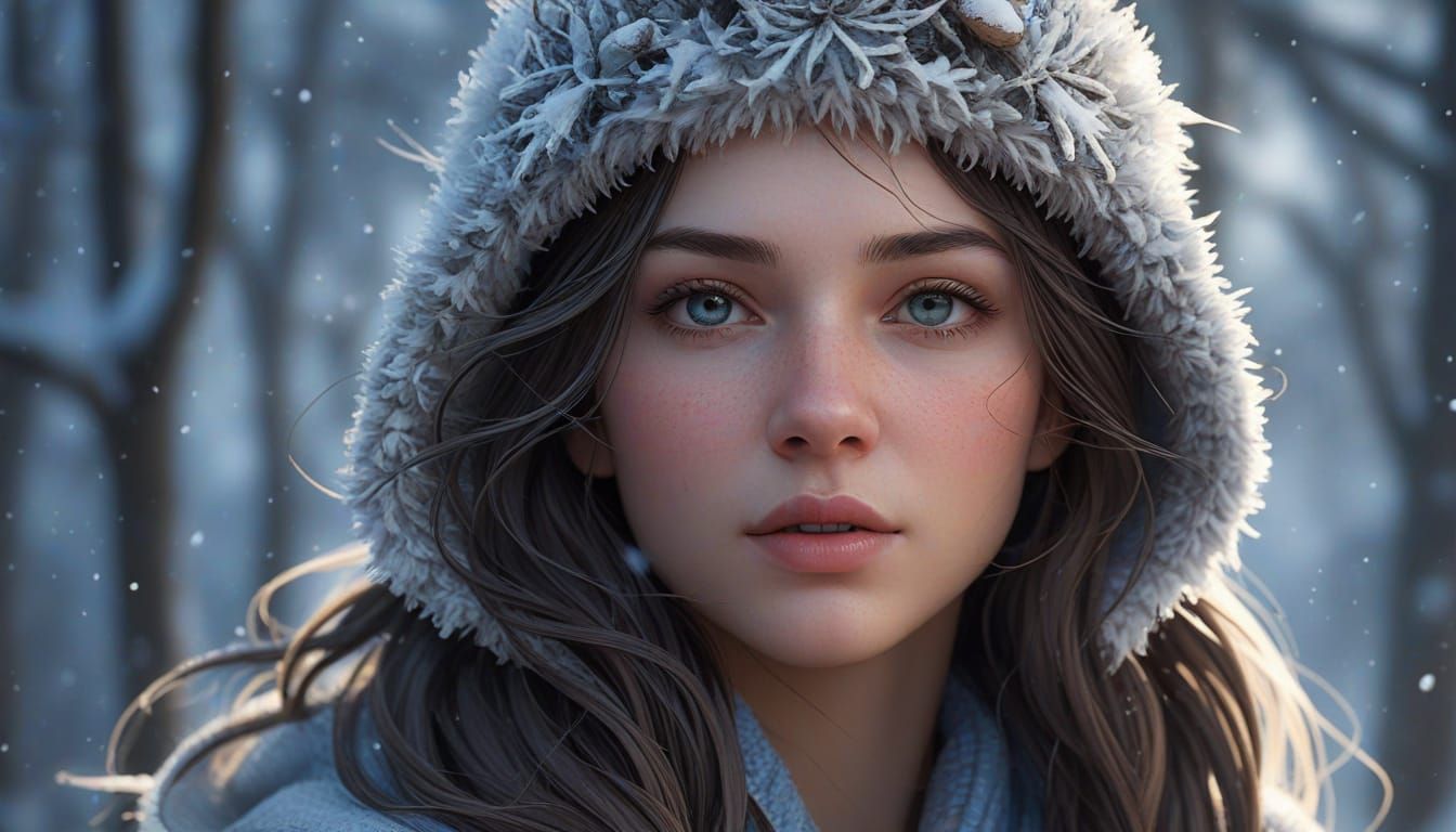 Winter Portrait in Hyperdetailed Style