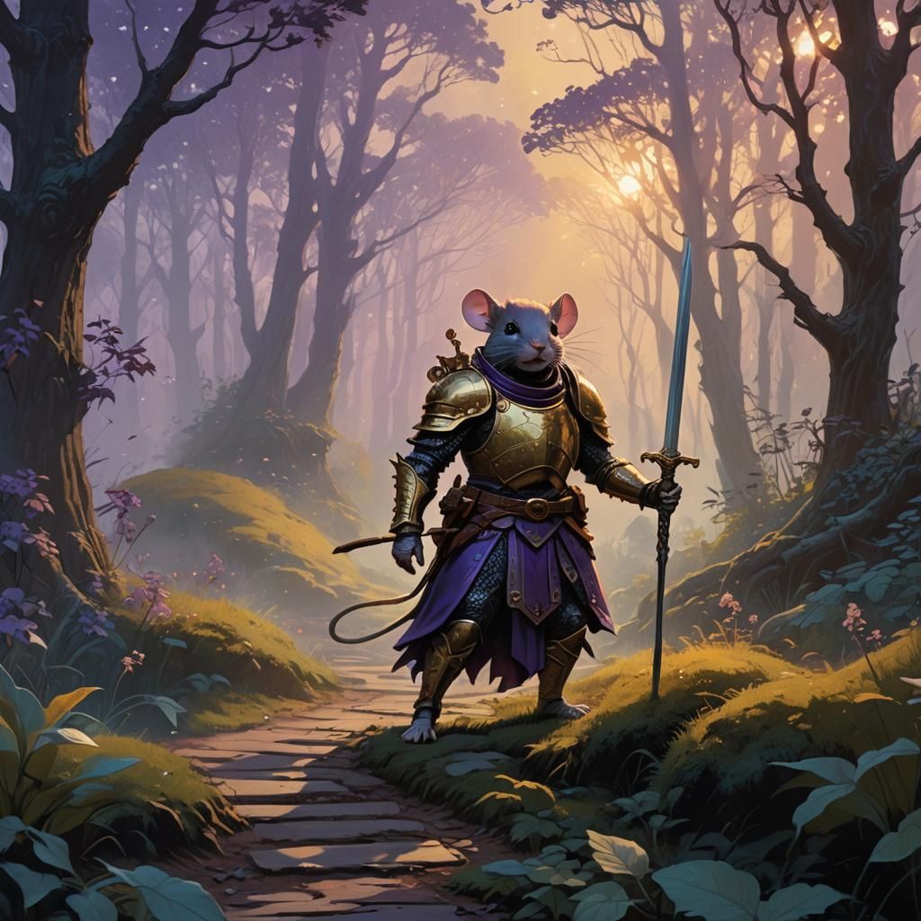 Armored Mouse Hero in Ethereal Forest