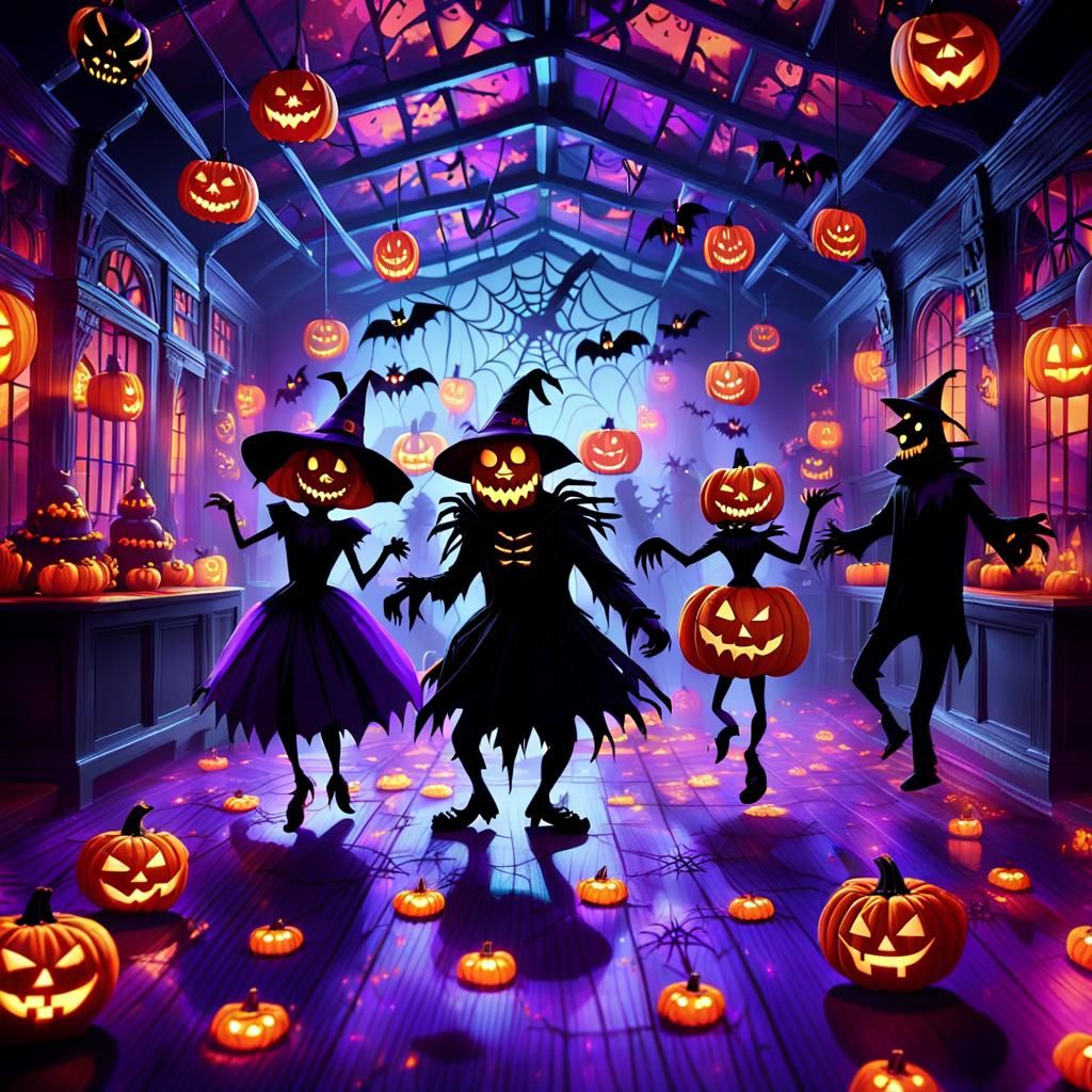 Halloween Monster Dance Party in Disney Pixar Style