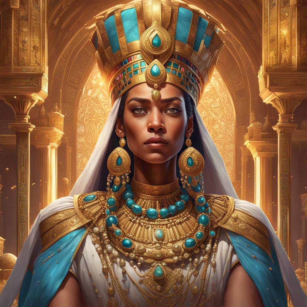 Egyptian Queen Portrait in Art Nouveau Style