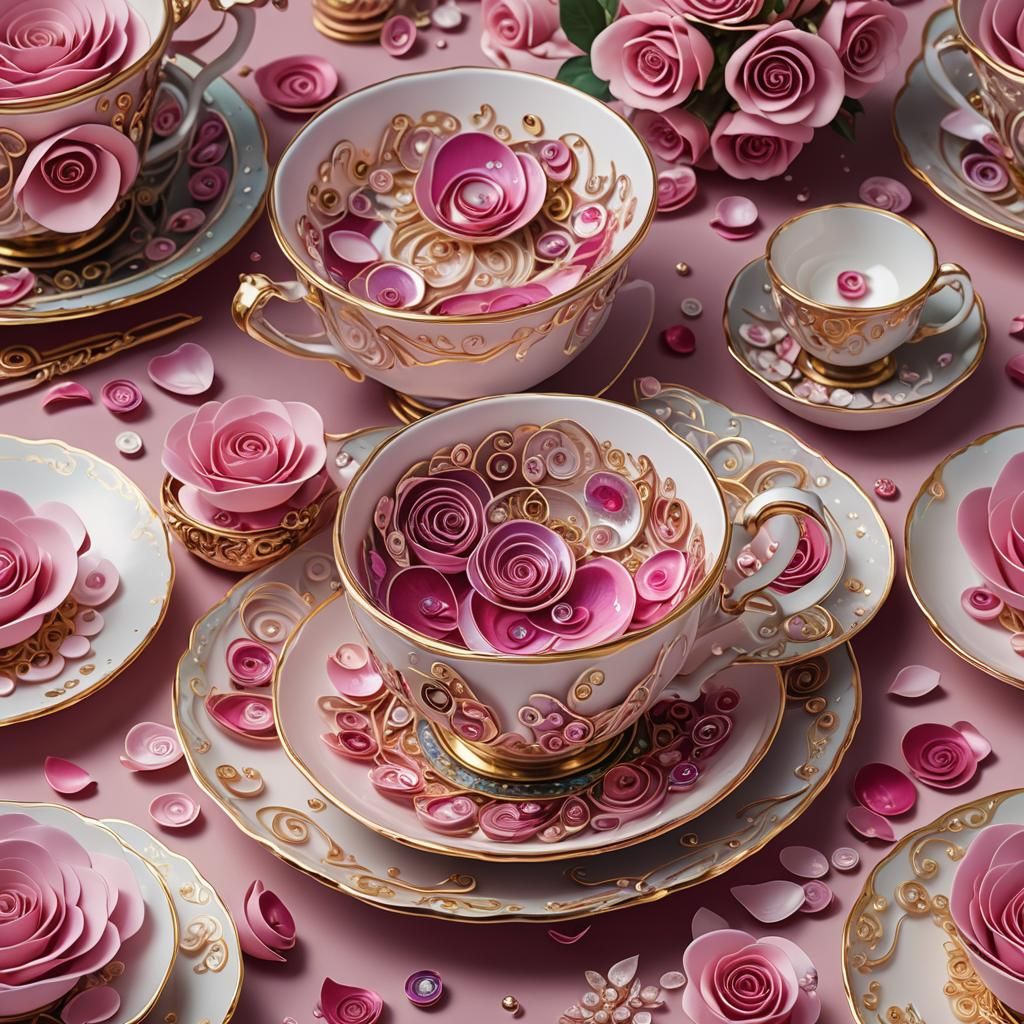 Quilled Jewels and Roses in Iridescent Light