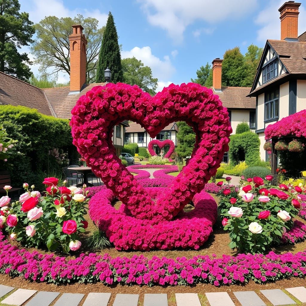 Romantic Village Oasis in Heart-Shaped Garden