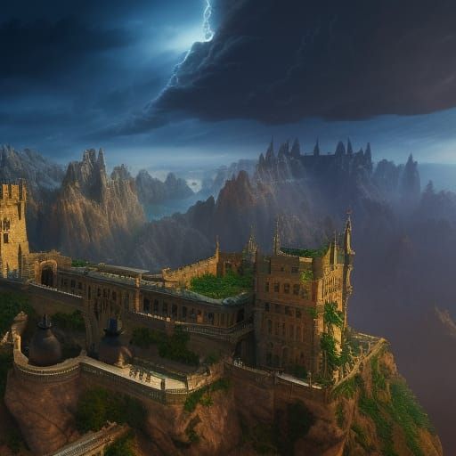 Majestic Castle Overlooking Earth in Fantasy Art Style