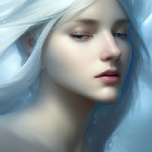 Angelic White Queen Portrait in Hyperdetailed Digital Art