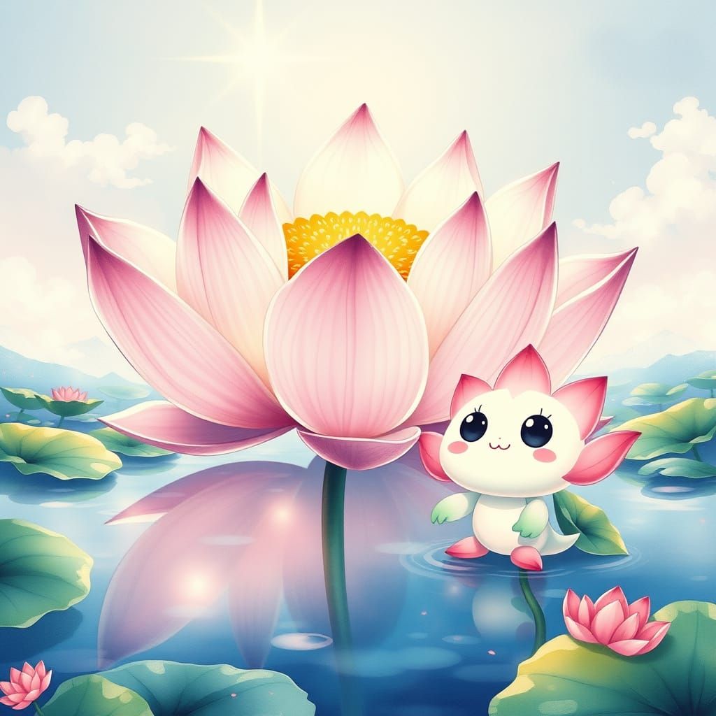 Ethereal Lotus Bloom in Traditional Chinese Garden