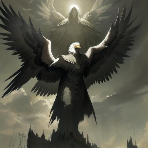 Eagle in Flight: Gothic Horror Illustration