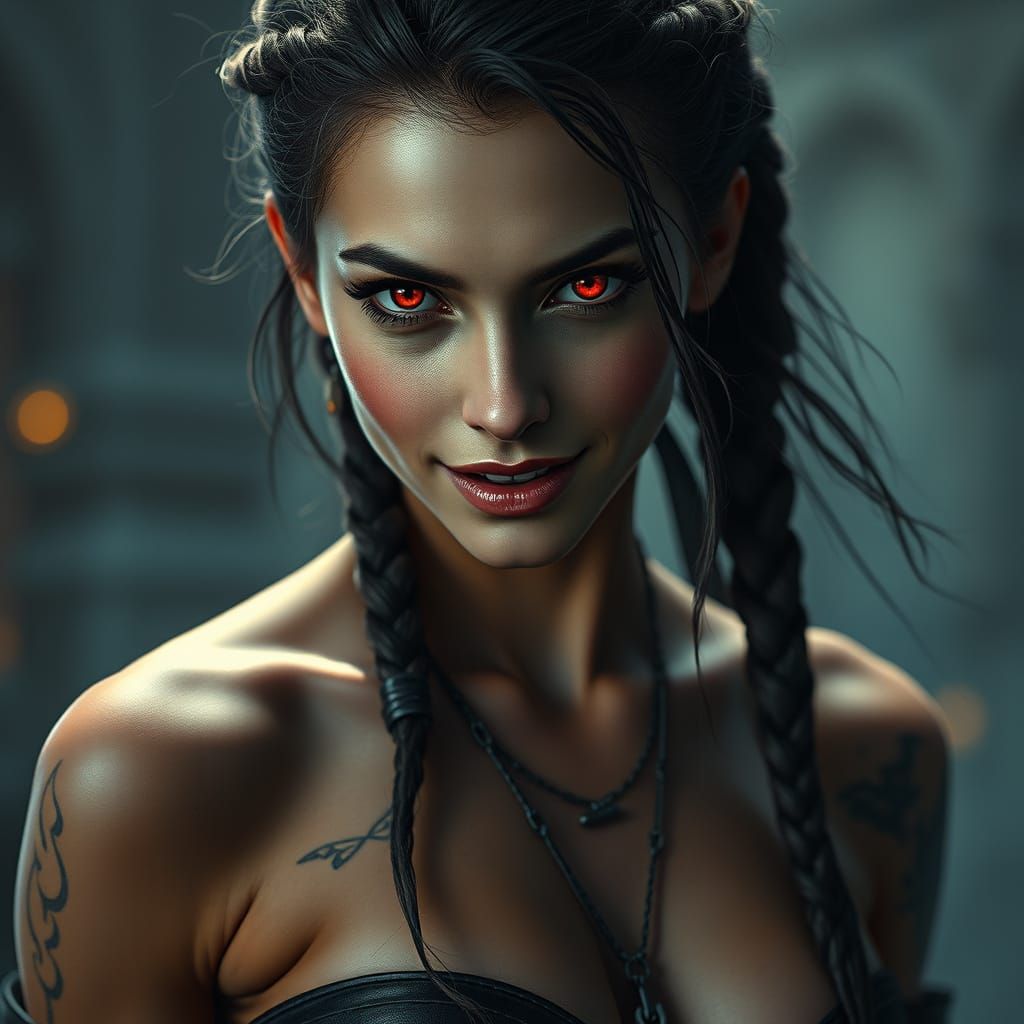 Hyper-Realistic Portrait of a Confident Female Assassin