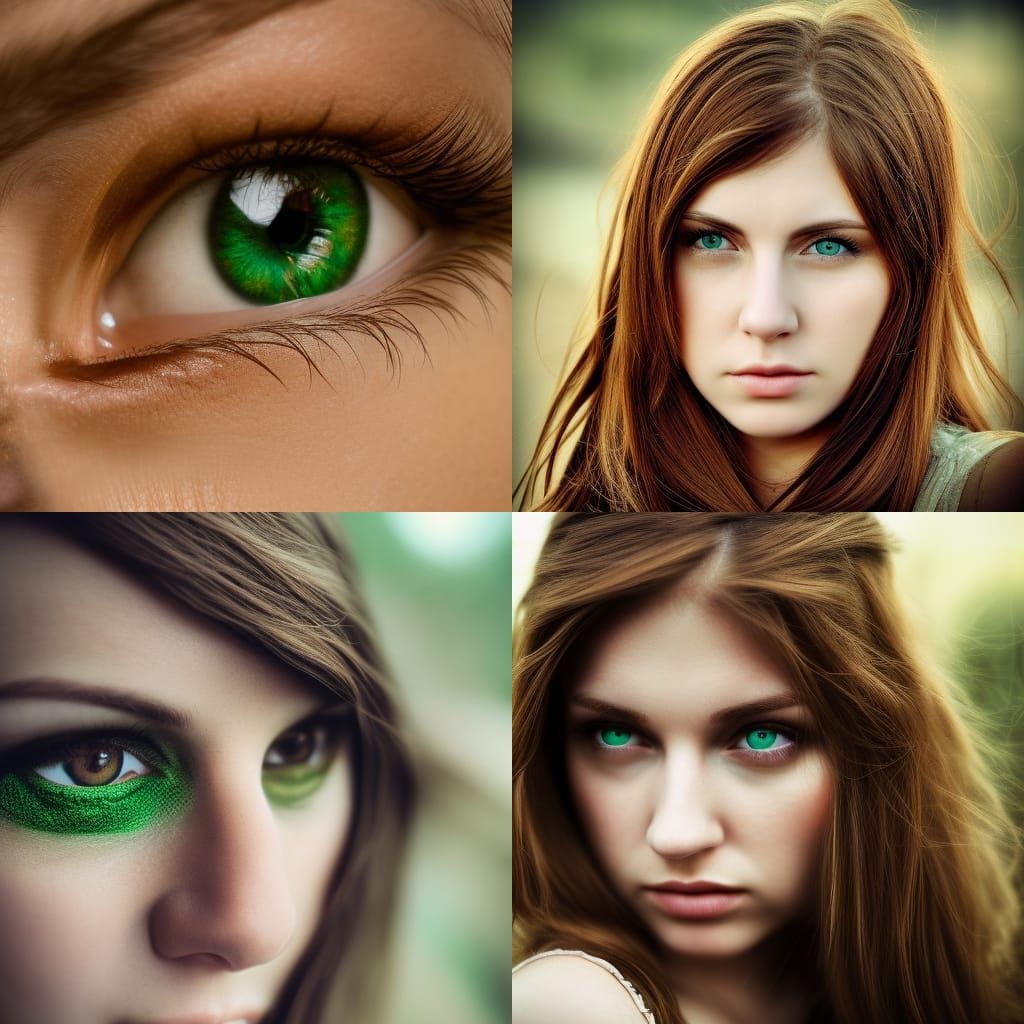 Portrait of a Brown-Haired Woman with Green Eyes