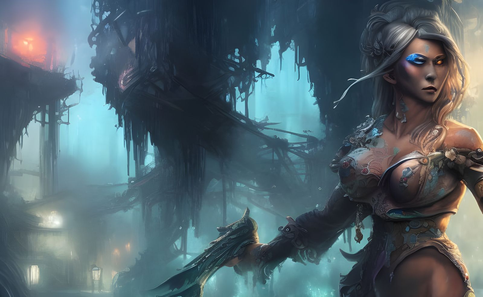 Mermaid Witch in Hyperrealistic Graffiti Art Style