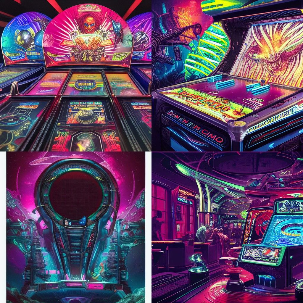 Hyperdetailed Alien Pachinko Game in Fantasy Style