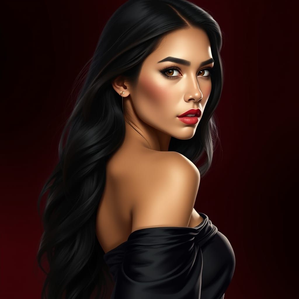 Hyper-Realistic Native-American Woman in a Dramatic Setting