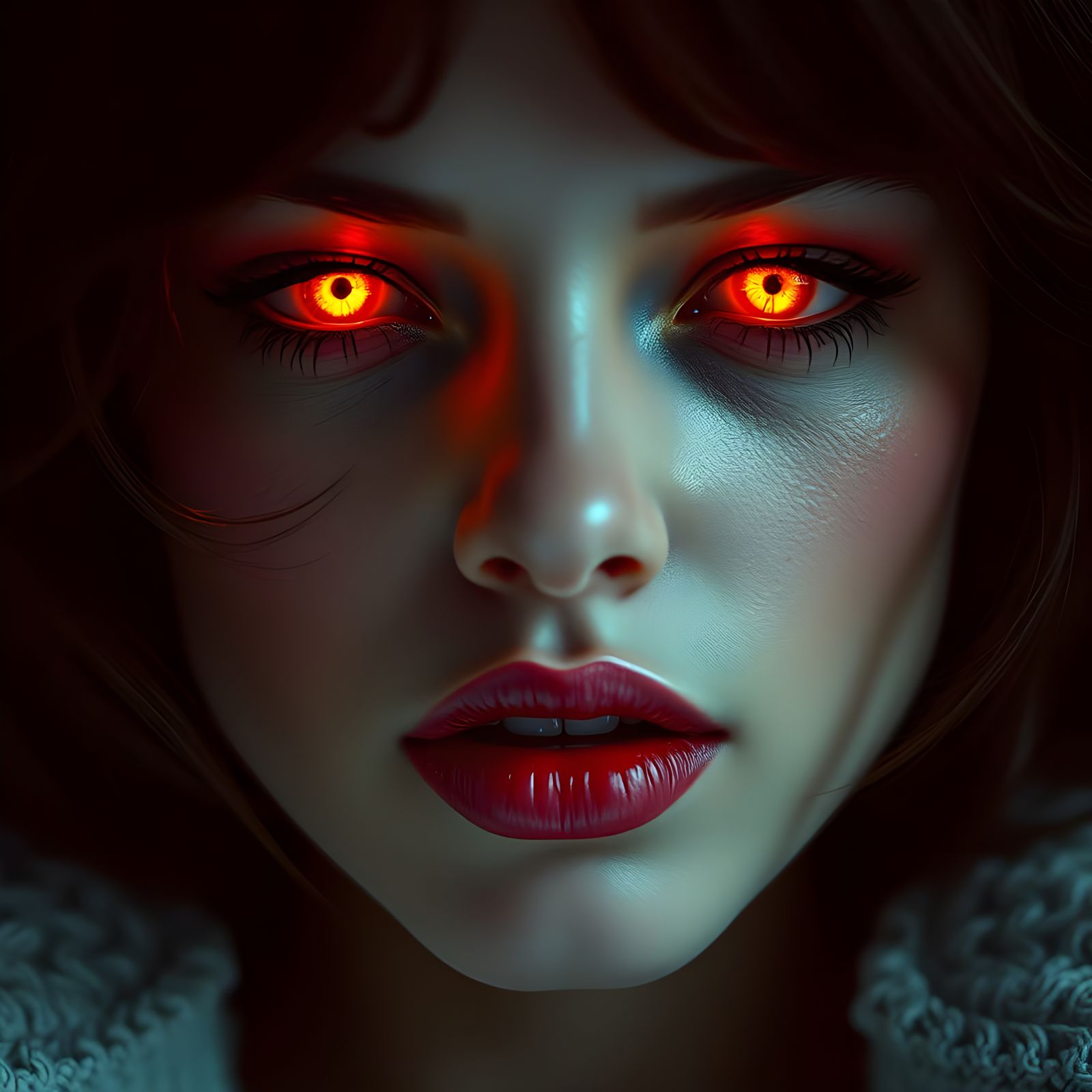Seductive Cinema Goddess in Fiery, Icy Light