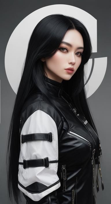 Techno Queen with Long Black Hair