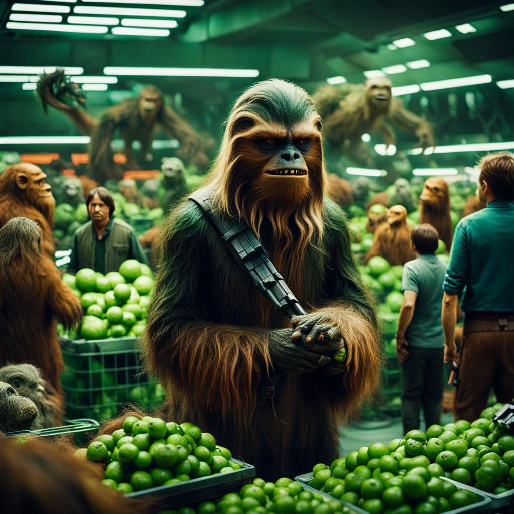 Wookiee Planet Market with Alien Creatures