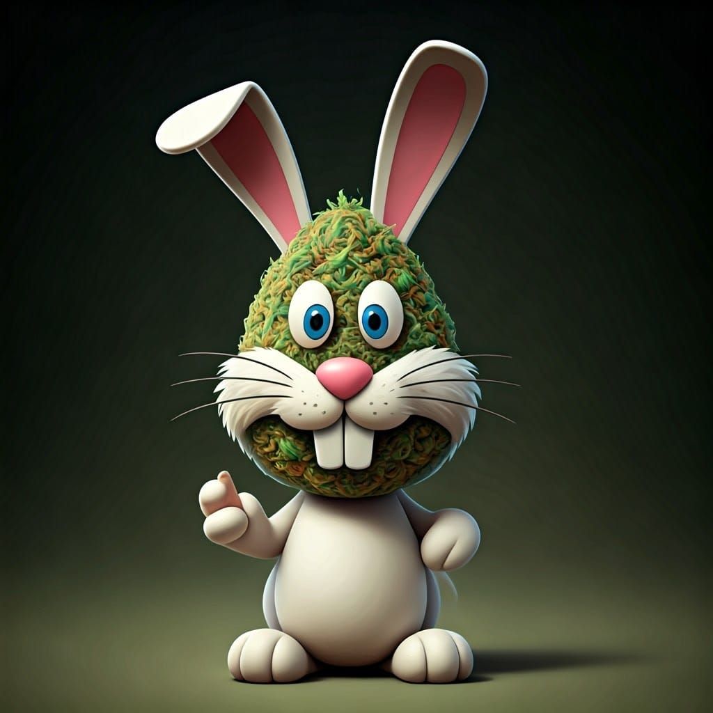 Easter Bunny Blunt in Cartoon Cannabis Style