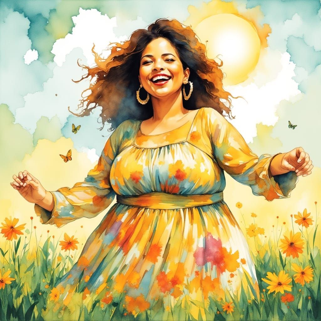 Radiant Summer Joy in Watercolor Style