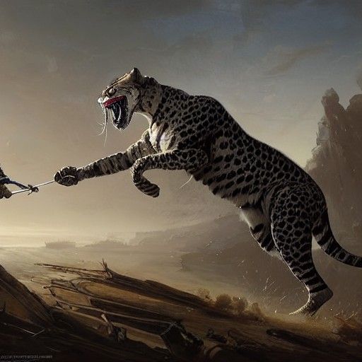 Provoked Serpopard in Dark Fantasy Style