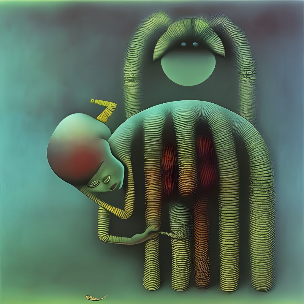 Surreal Caterpillar in Dark Abstract Style