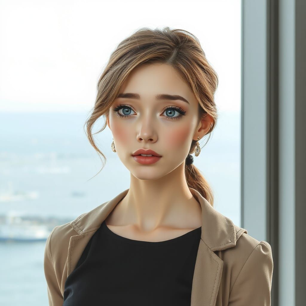 Beautiful Woman with Flu Symptoms in Realistic Style