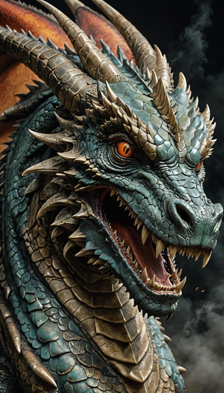 Hyper-Realistic Dragon Soaring Through the Sky