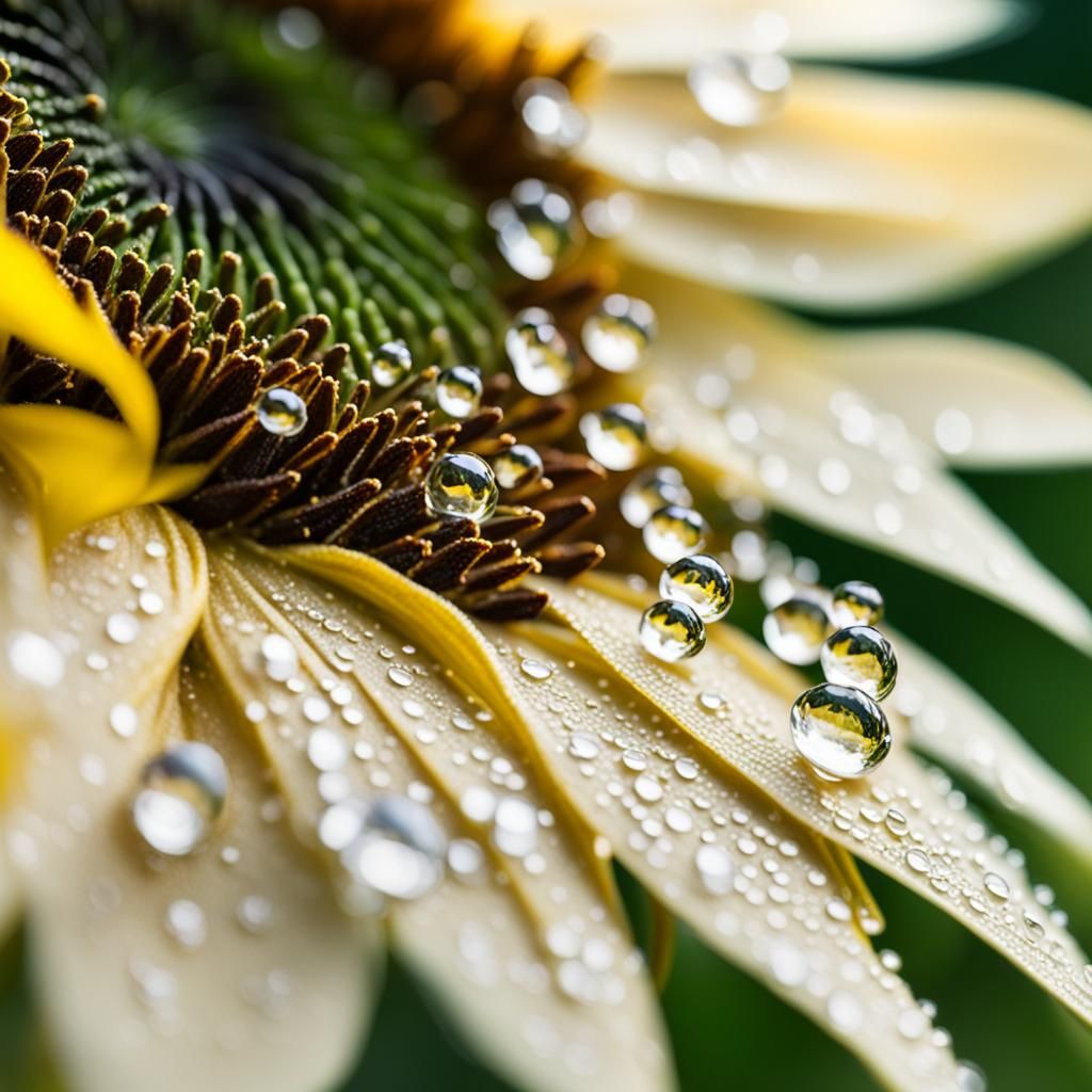 Sunflower Dewdrops: Professional Photography with Bokeh