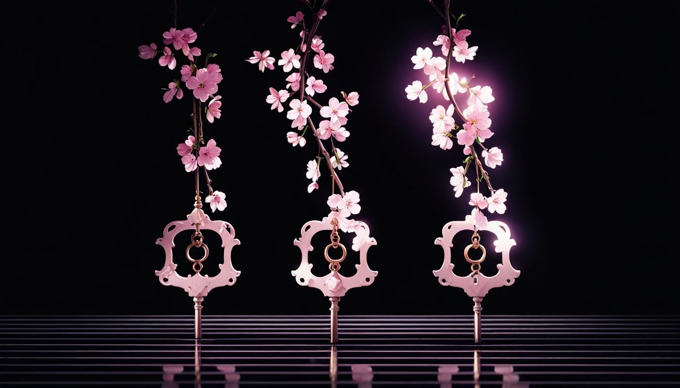 Cherry Blossom Keyblade in Studio Ghibli Style