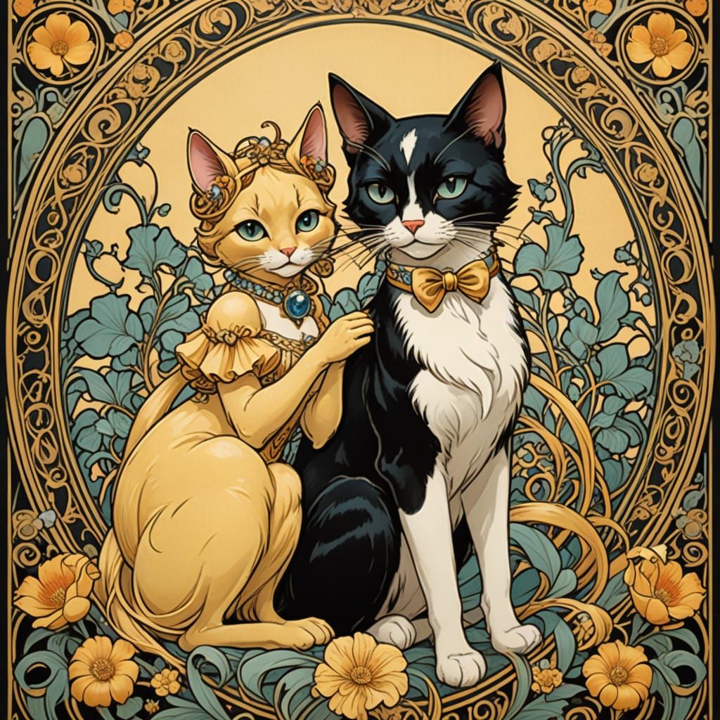 Tweety Birds in Art Nouveau Whimsy