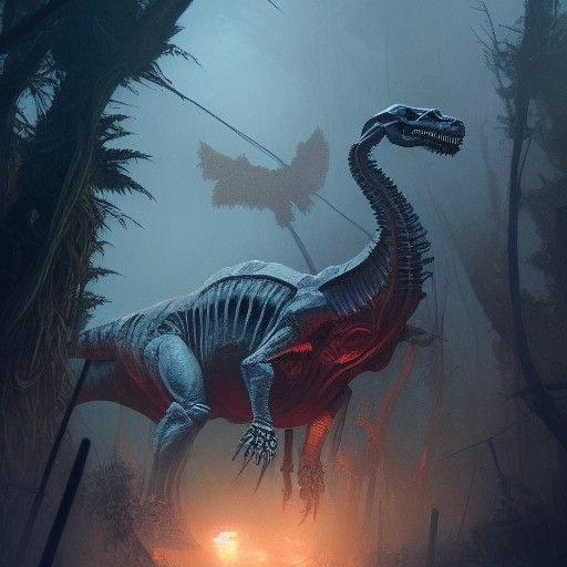 Skeleton Dinosaur Dark Fantasy Concept Art