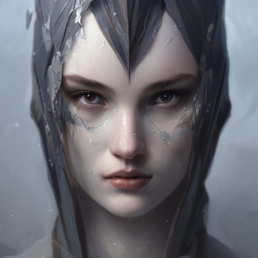 Hyperdetailed Portrait of White Death in Art Nouveau Style