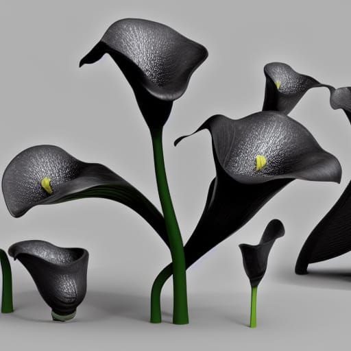 Black Calla Lily 3D Digital Art Concept