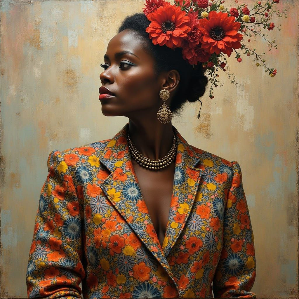 Elegant Woman in Exquisite Outfit