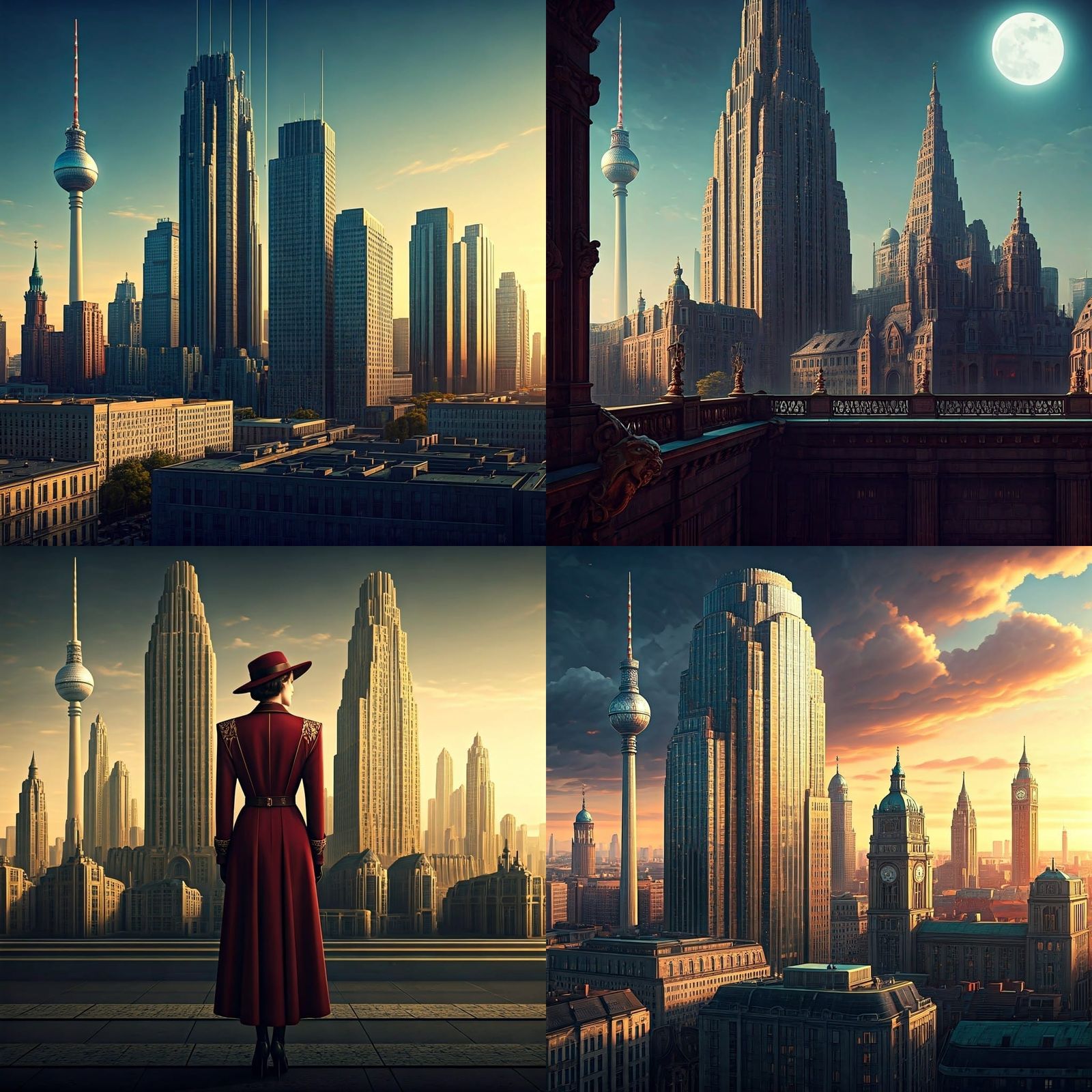 Berlin 1930s Skyline: Art Deco Fantasy Concept