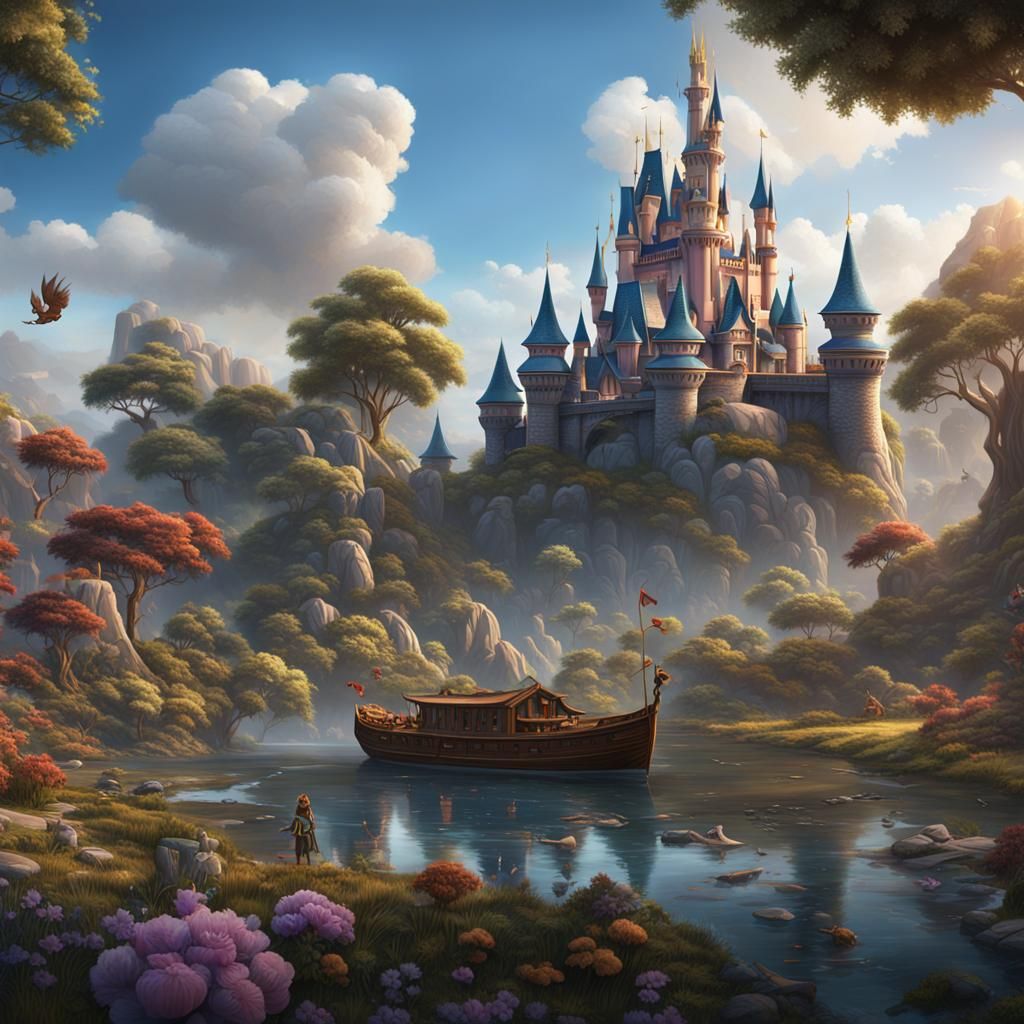 Disney Characters in Detailed Fantasy Art