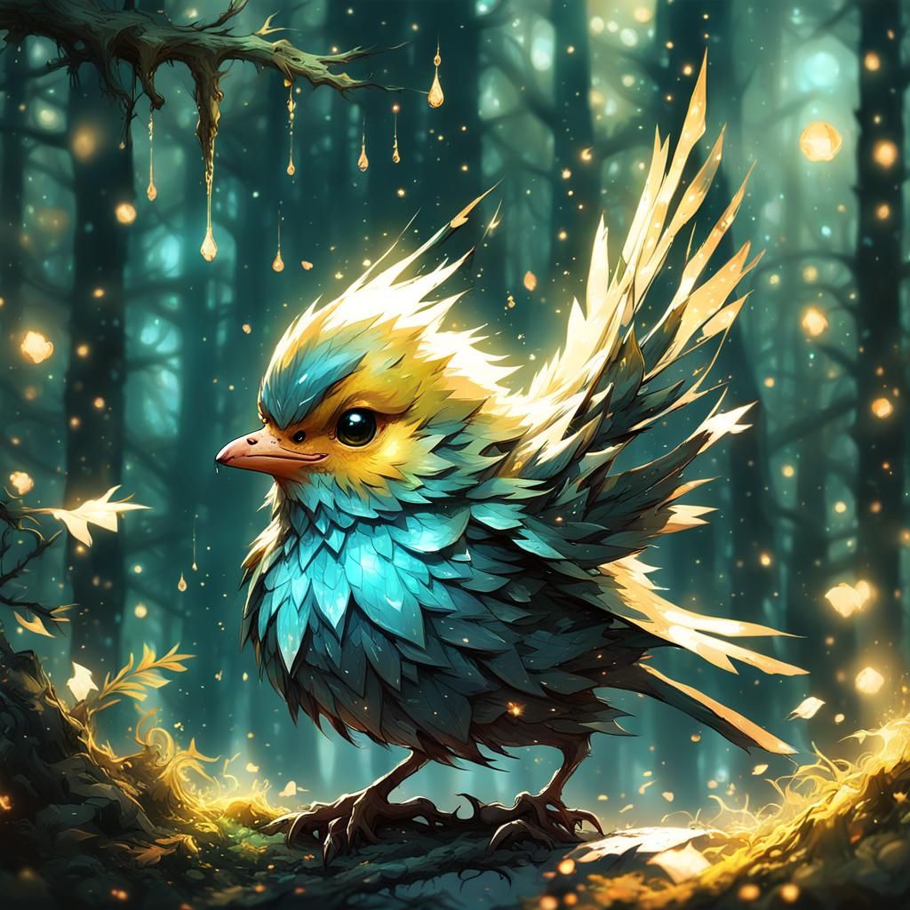 Adorable Baby Bird Fantasy Illustration