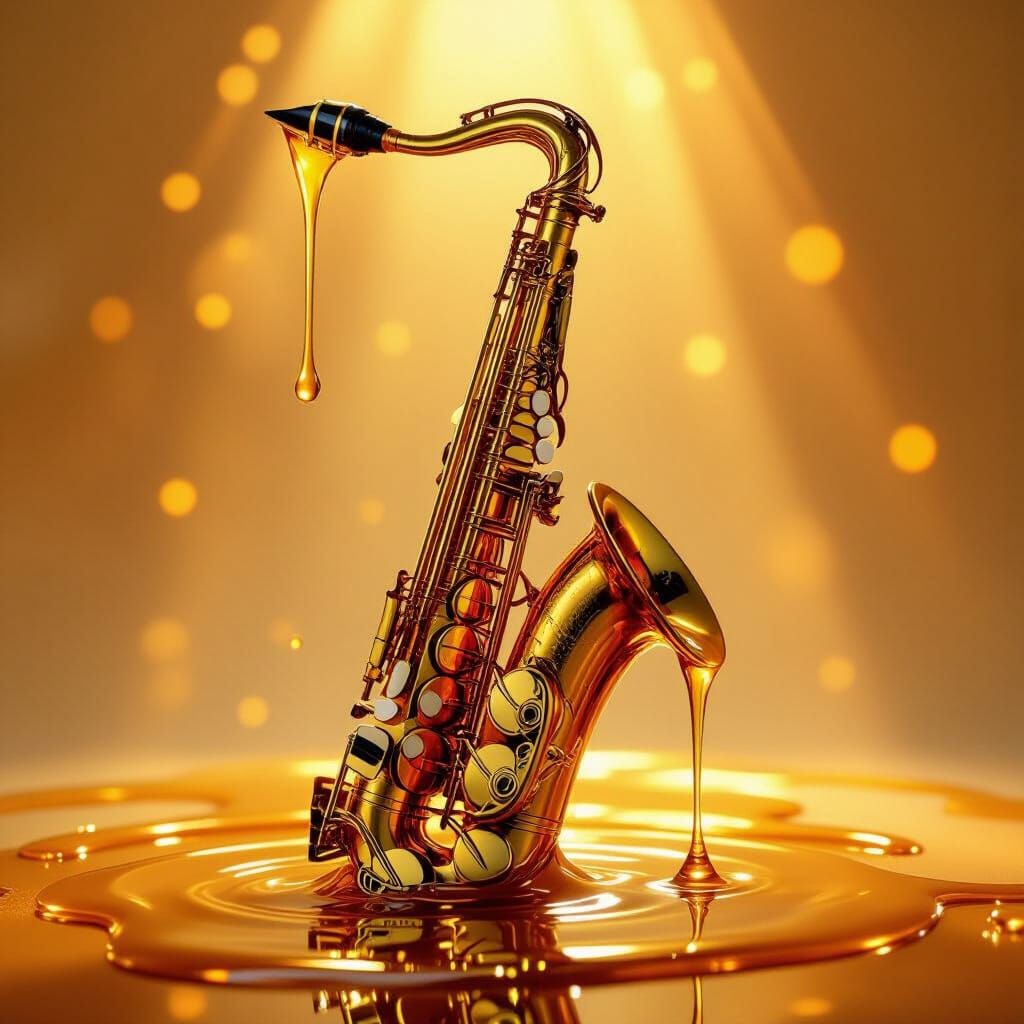 Golden Honey Saxophone With Fluid Organic Forms