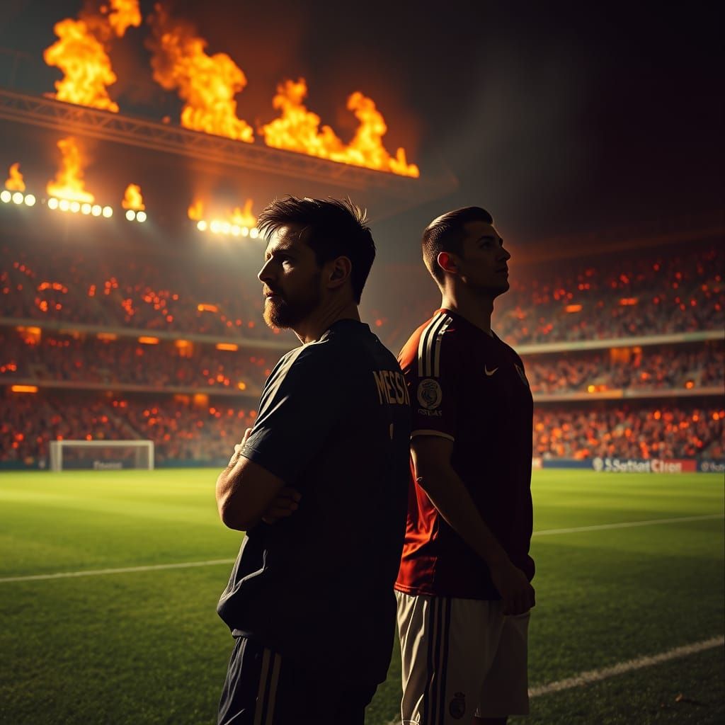 Ronaldo and Messi Watch Stadium Burn in Dramatic Sports Pain...