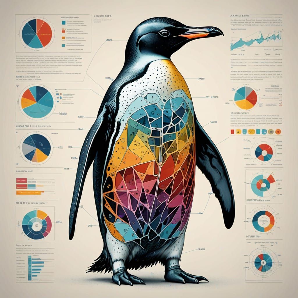 Stunning Penguin Anatomical Diagram in Vibrant Colorful Illu...