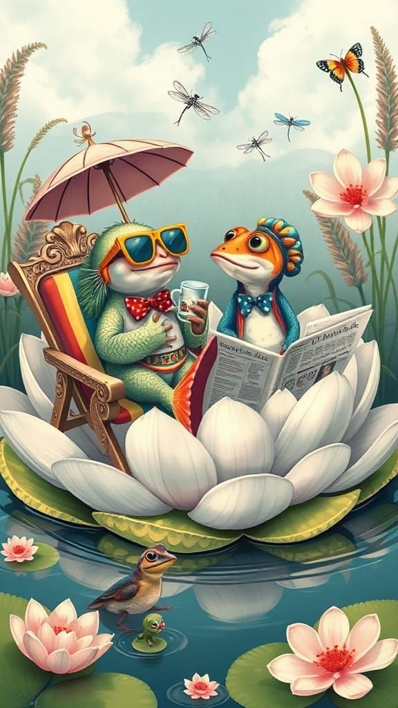 A whimsical, sketch-style illustration depicting two eccentr...