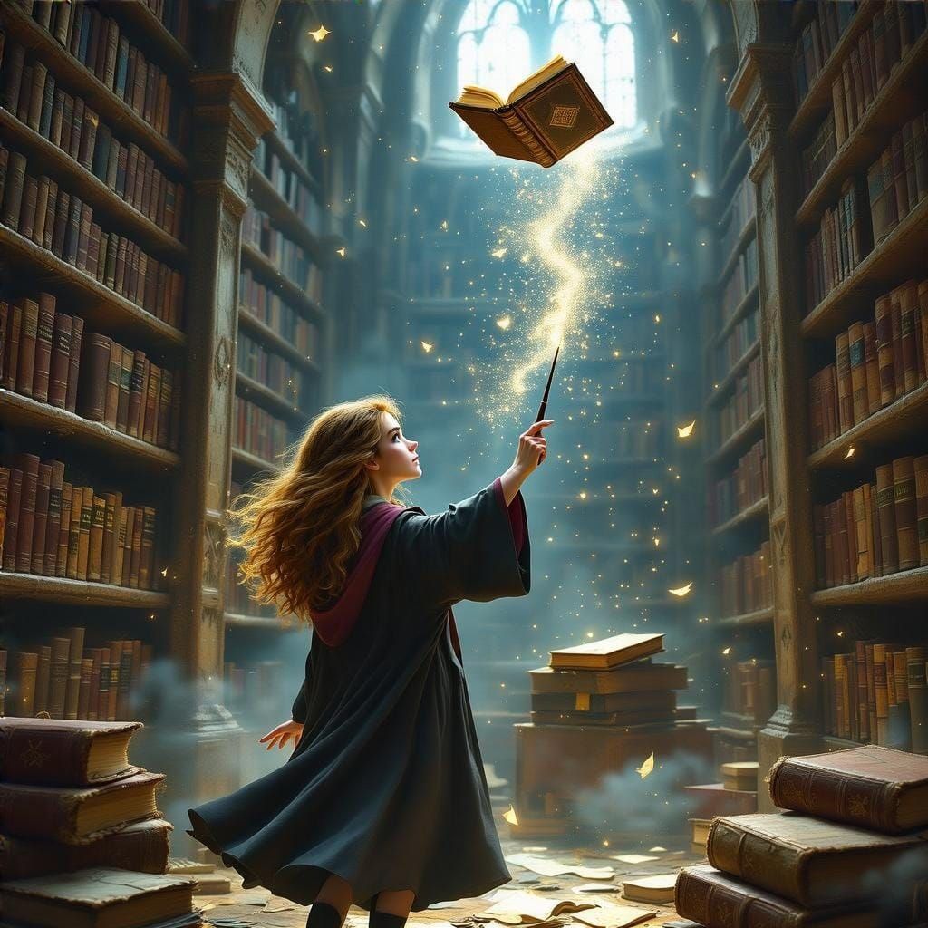 Mystical Library Scene in Epic Digital Art