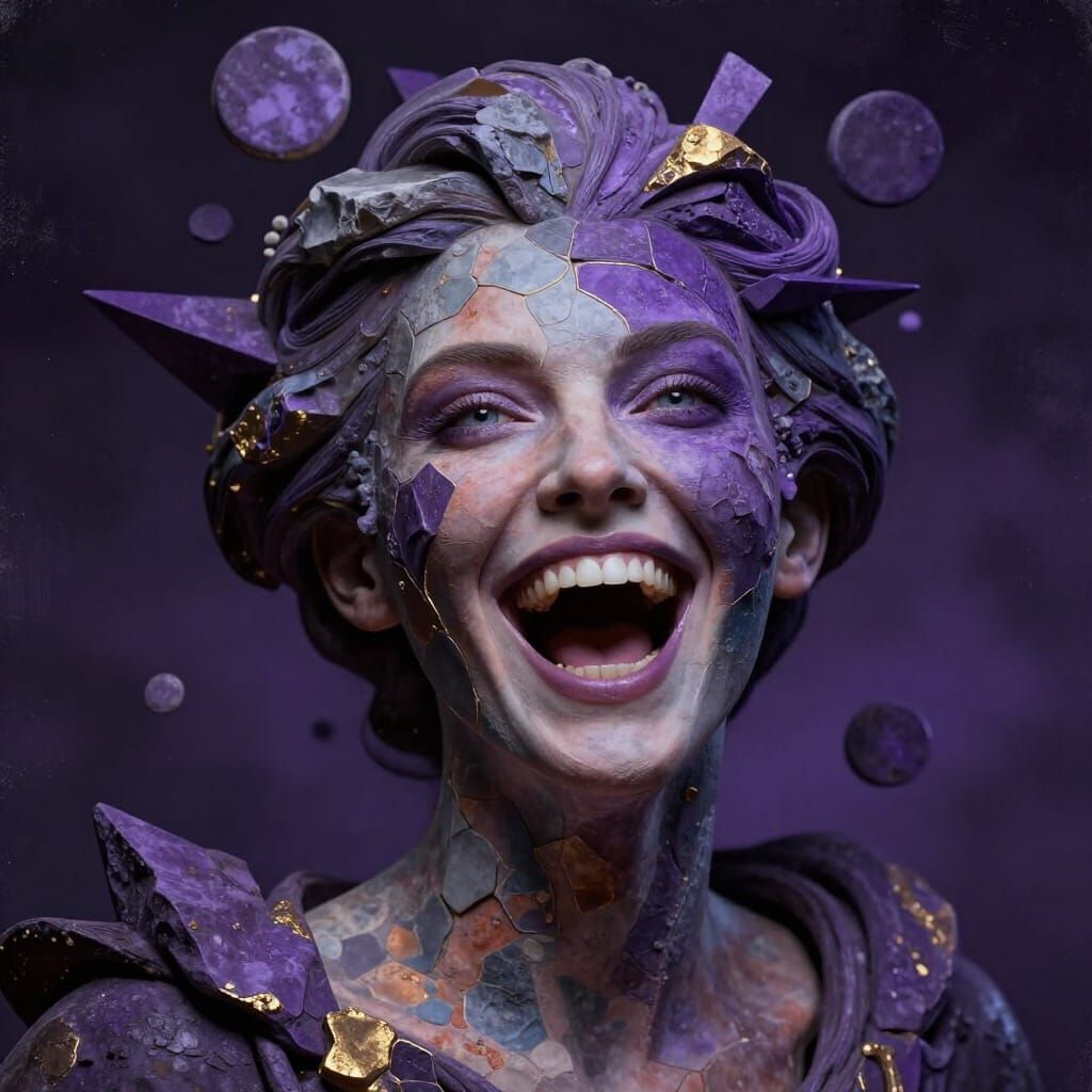 Joyful Woman's Fantasy Portrait in Rich Violet Tones