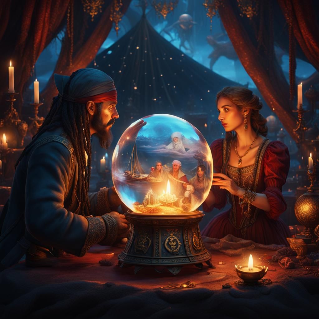 Candlelit Tent: Pirate and Crystal Ball Fantasy