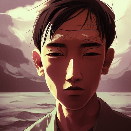 Weathered Fisherman Portrait in Digital Illustration Style