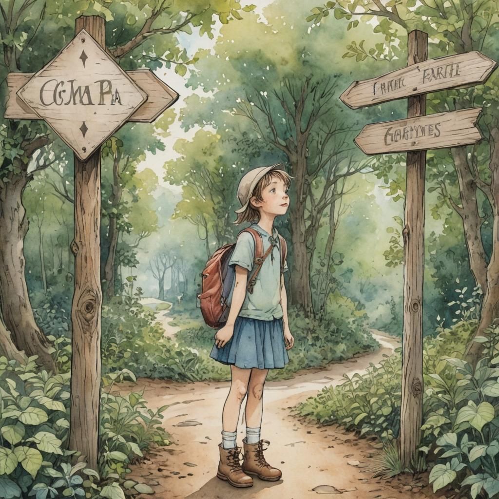 Fairytale Crossroads Illustration in Watercolor and Ink