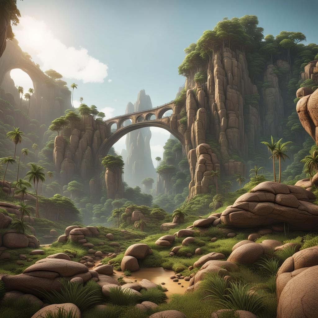 Futuristic Landscape with Mixed Terrains in 3D