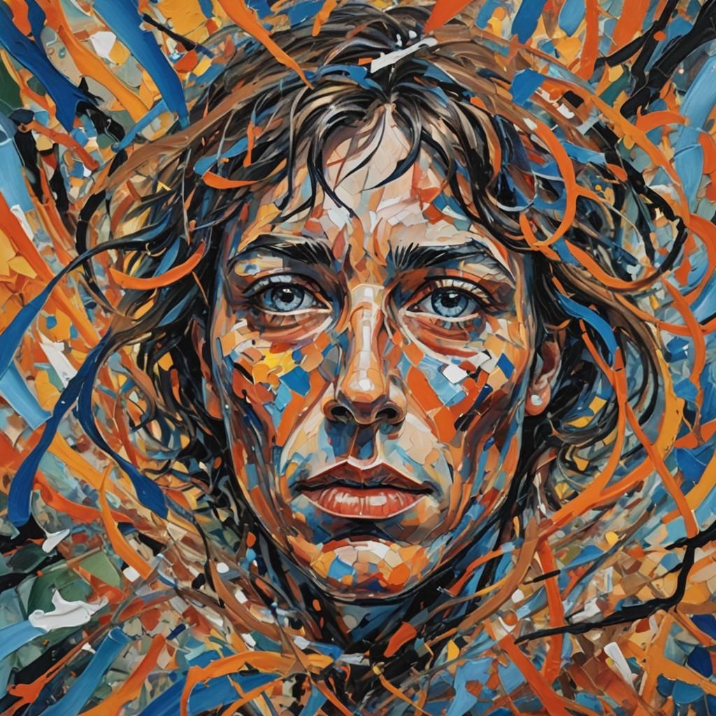 Kaleidoscopic Face in Abstract Expressionist Style