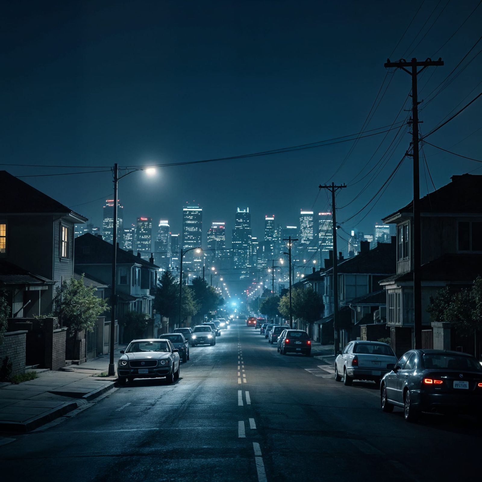 Nighttime City Outskirts in Cinematic Style