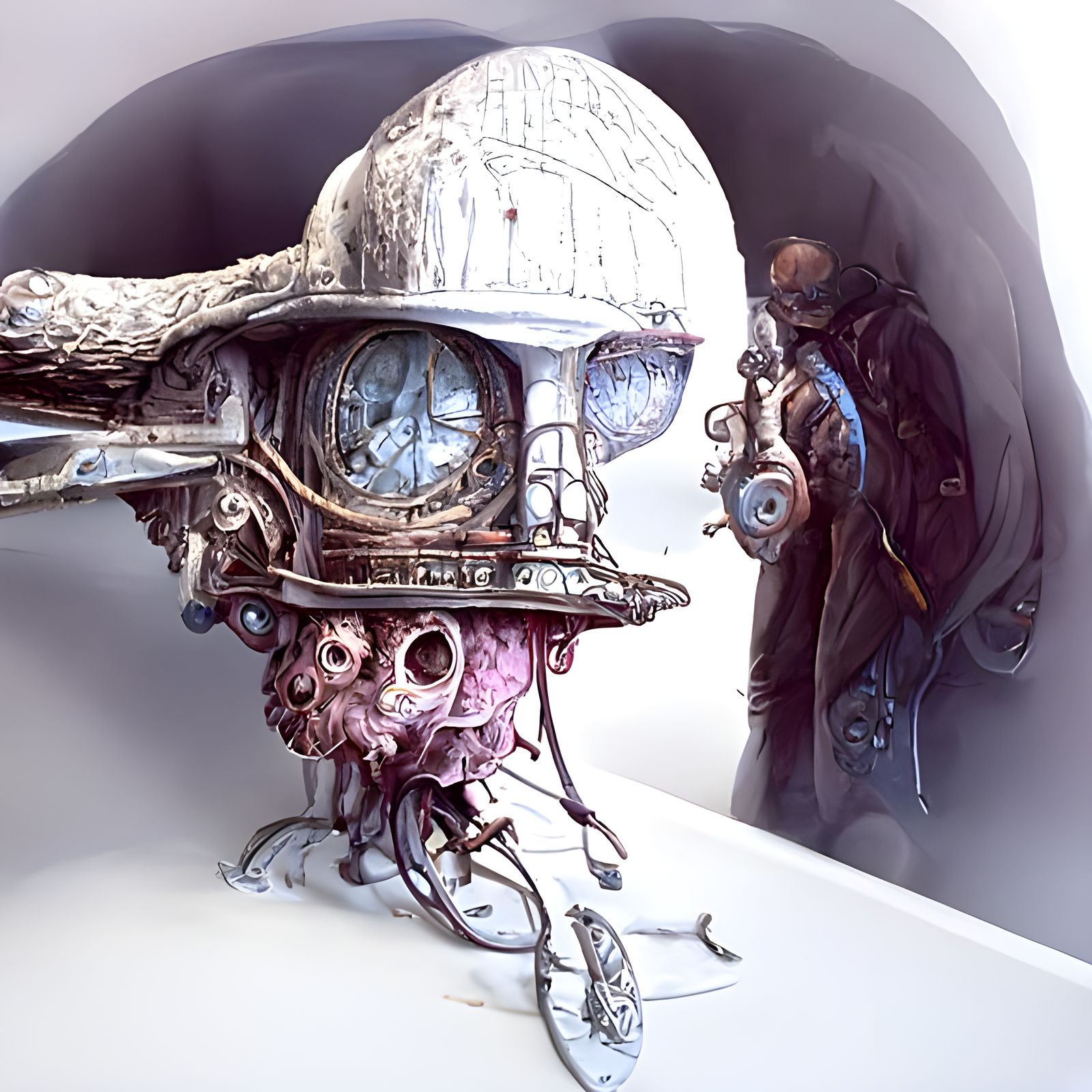 A biopunk old man in a fedora