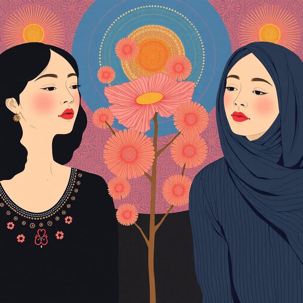 Ethereal Woman Portrait in Art Nouveau Style