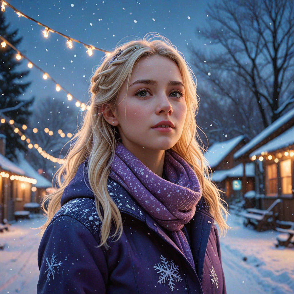 Fantasy Winter Wonderland Scene with a Blonde Woman