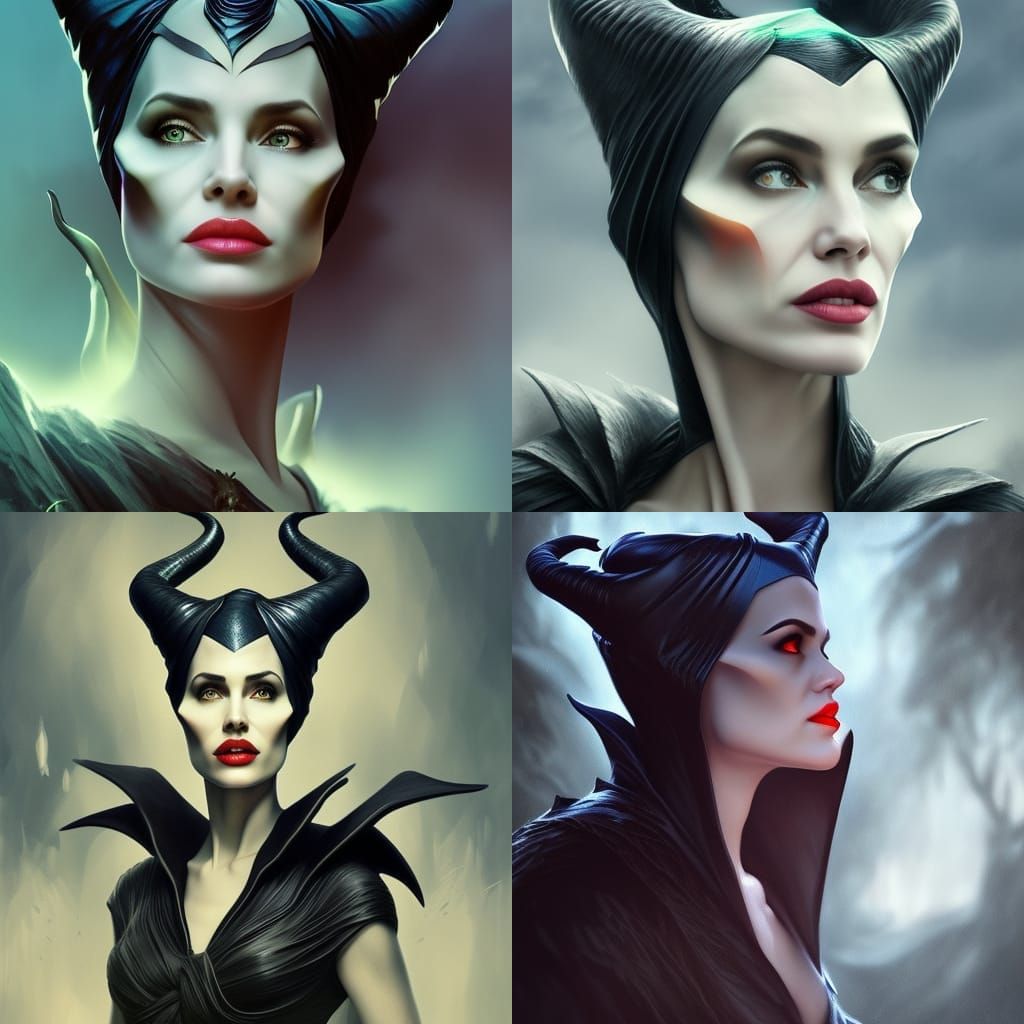 Intricate Portrait of Maleficent in Art Nouveau Style